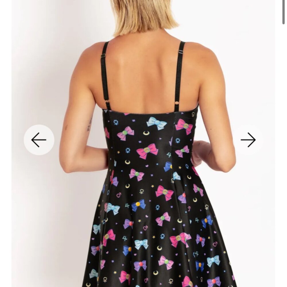 Blackmilk Black Mini Dress with Sailor Moon Bows - Picture 2 of 4